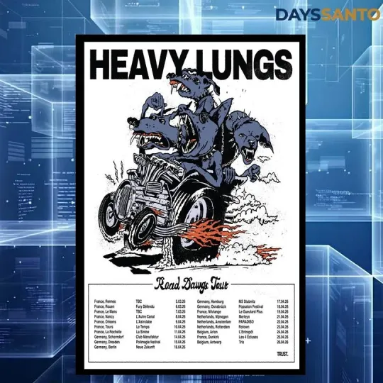 Discover Heavy Lungs Tour Road Dawgs 2026 Poster Home Decor, Wall Art, Fan Gift