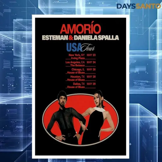 Discover Esteman & Daniela Spalla USA May 2026 Tour Poster Home Decor, Wall Art