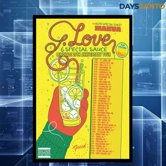 Discover GLove Lemonade 20th Anniversary Tour 2026 Poster Home Decor, Wall Art