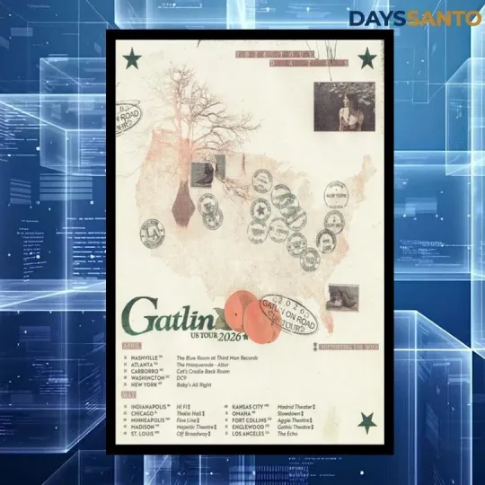 Discover Gatlin US Tour 2026 Poster Home Decor, Wall Art, No Frame, Fan Gift