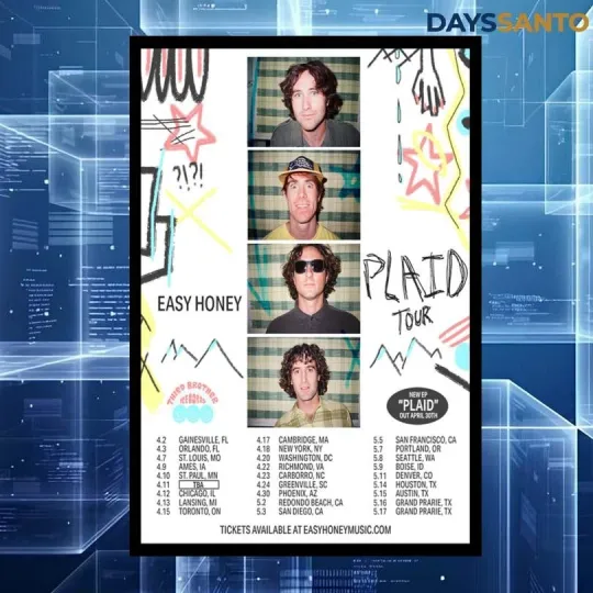 Discover Easy Honey Plaid Tour 2026 Poster Home Decor, Wall Art, Fan Gift