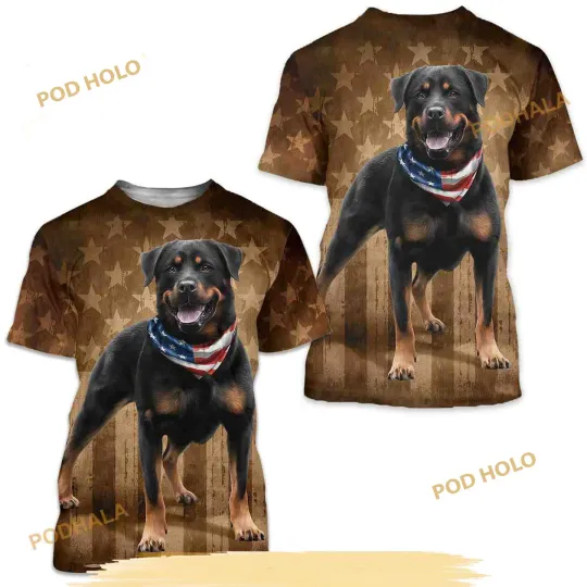 Discover Funny Animal 3D Rottweiler Dog T-Shirt