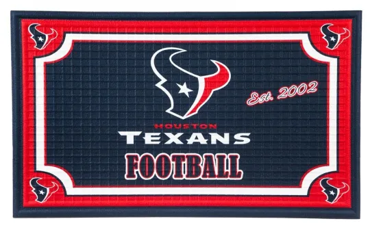 Discover Houston Texans Football Door Mat Embossed Floormat football Garage NWT 18x30 Inches