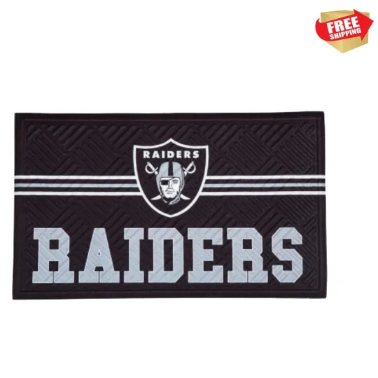 Durable football Doormat - Las Vegas Raiders 28x16 Indoor/Outdoor Stain Resistant