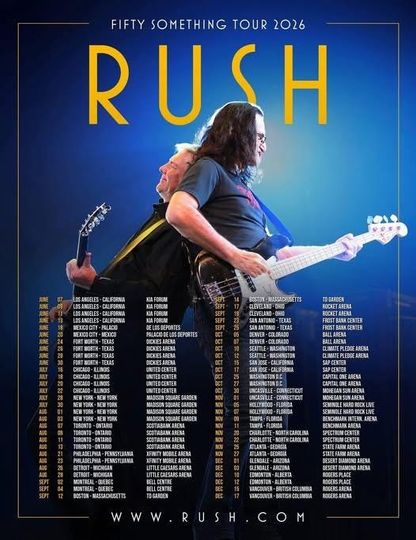 Discover Rush 2026 Fifty Something Tour Poster