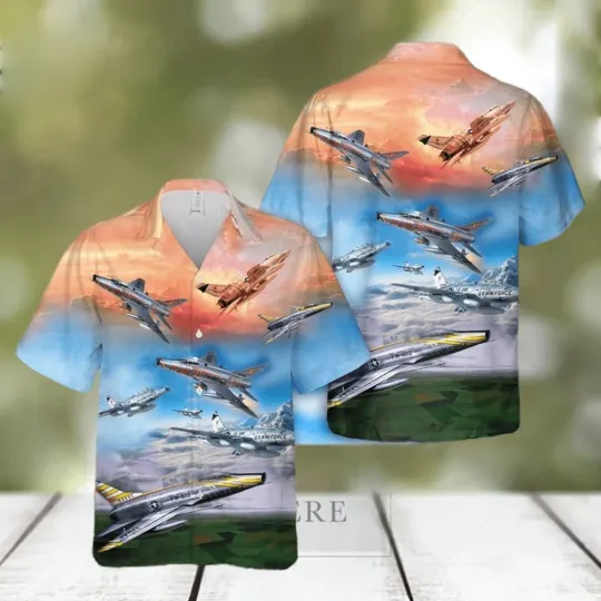 Discover Us Air Force North American F 100 Super Sabre Hawaiian Shirt