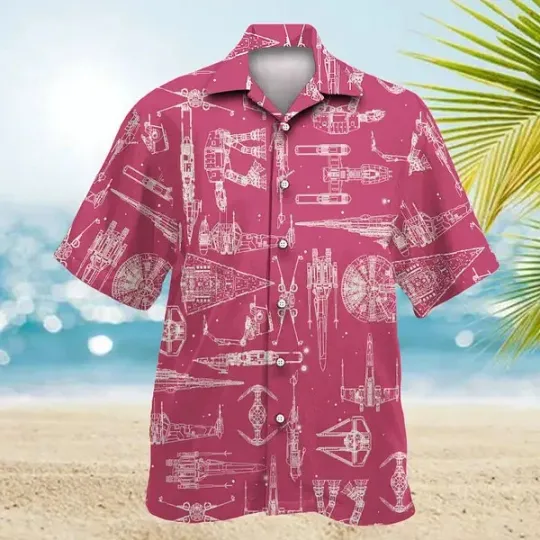 Discover Space Ships Star Wars Pink Hawaiian Shirt