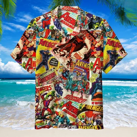 Discover Disney Marvel Avengers Comic Hawaiian Shirt
