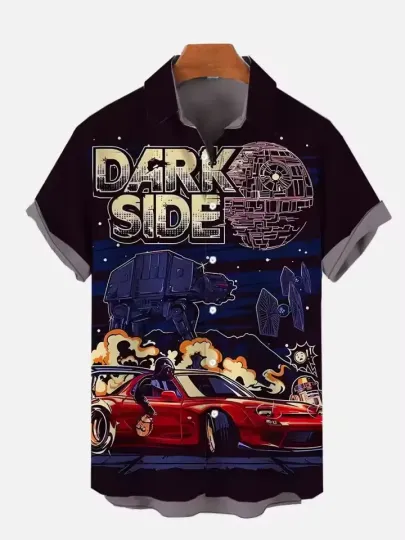 Discover Disney Star Wars Darth Vader Chilling On Red Car In Dark Side Hawaiian Shirt