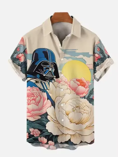 Discover Disney Star Wars Darth Vader White Pink Flowers Hawaiian Shirt