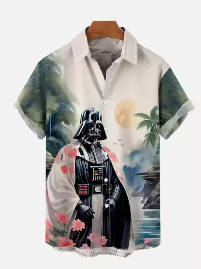 Discover Disney Star Wars Shogun Darth Vader Pink White Clothes Hawaiian Shirt