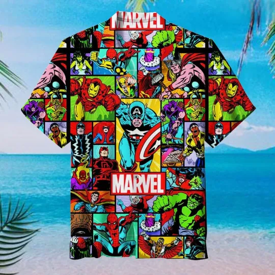 Disney Marvel Super Heroes Comic Hawaiian Shirt