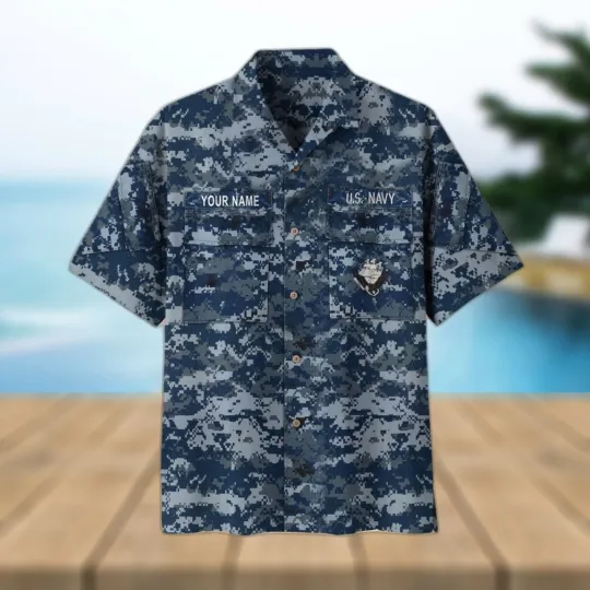Discover Navy Custom Name US Veteran Hawaii Shirt Gift For Men And Women