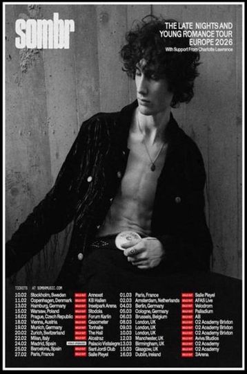 Discover Sombr Europe Tour 2026 Poster