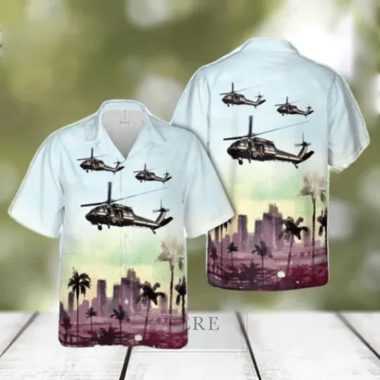 Discover US Customs Service Sikorsky UH-60A Blackhawk 3D Hawaiian Shirt