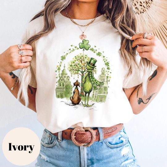 Discover Funny funny character St. Patricks Day Shirt, Lucky Irish funny character with Dog Max Shirt, Funny Green Shamrock St. Paddys Day Gift, Grinc Shamrock Shirts