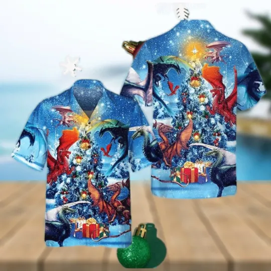 Discover Dragon Reunion Christmas Hawaiian Shirt, Funny Button-Up Shirt for Hawaiians