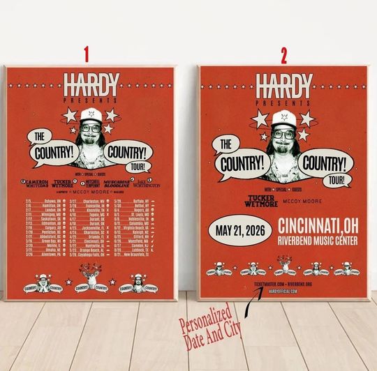Discover Poster Hardyy the COUNTRY! COUNTRY! TOUR! 2026 Poster, Custom Date and City tour