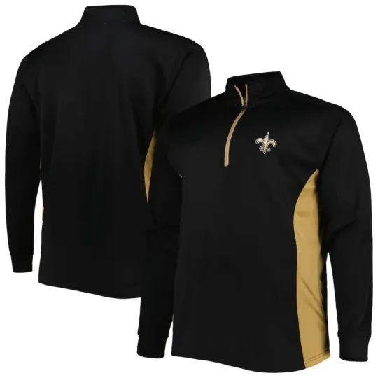 Men's Black New Orleans Football Quarter-Zip