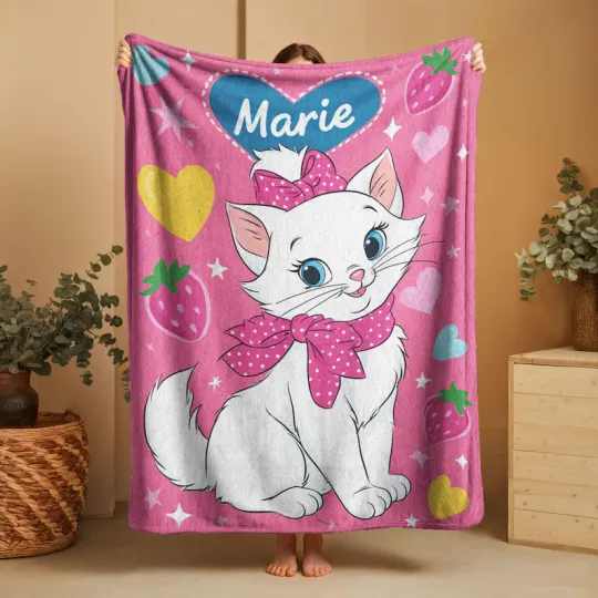 Personalized Marie, Cat Lovers Cozy, Aristocats Fan Minky Blanket 2026
