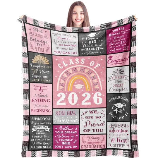 Graduation Gifts 2026 Blanket 60"x50", Class of 2026 High School College Mast...