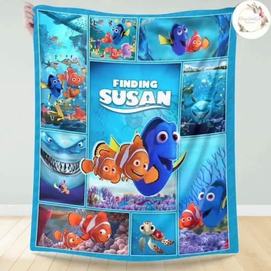 Personalized Disney Pixar Finding Nemo Blanket, Custom Name Fleece Blanket