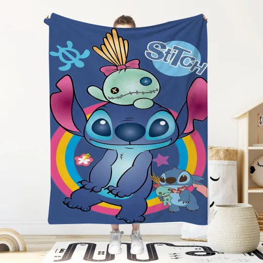 Discover Stitch And Scrump Blanket Cartoon Stitch Disney Printed Fleece Blanket