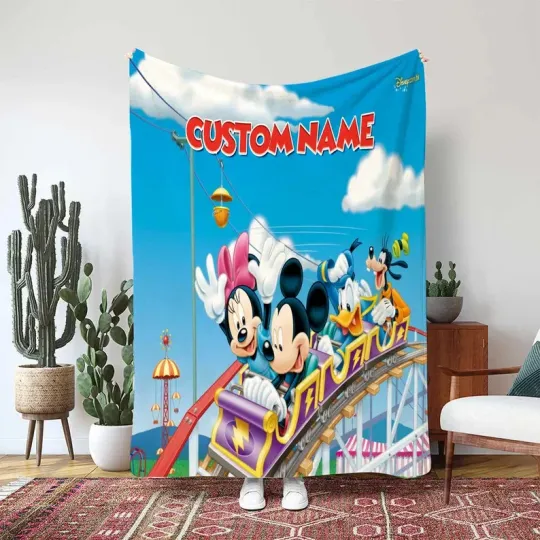 Discover Disney Mickey And Friends Blanket, Roller Coaster Ride Custom Fleece Blanket