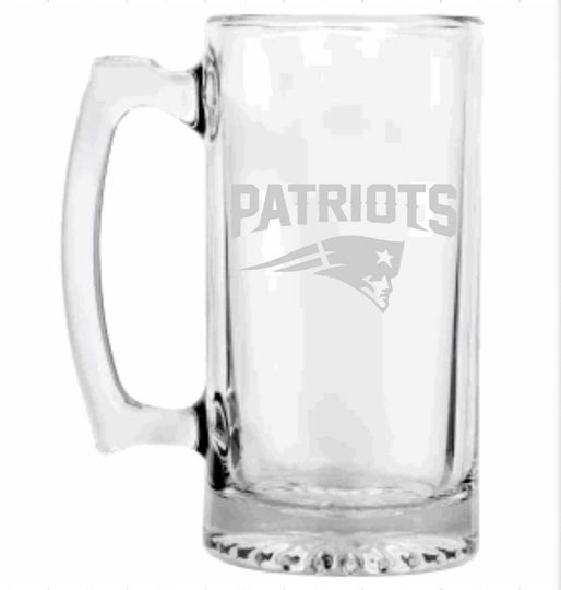 football New England Patriots Engraved Beer Mug, Patriots gift, Beer Mug