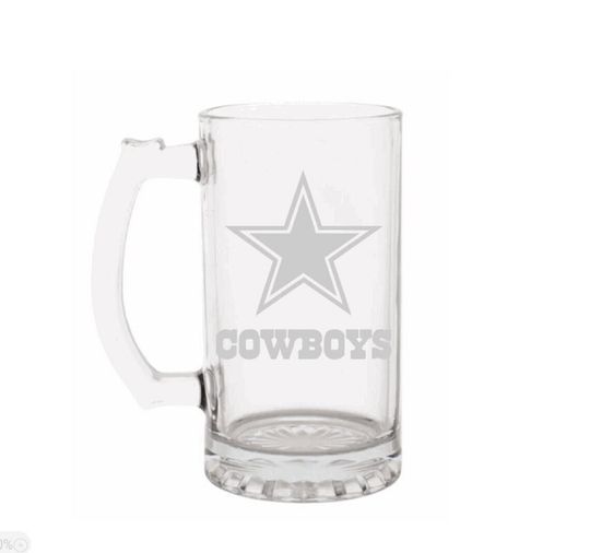 Dallas Cowboys Etched Beer Mug