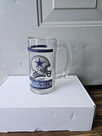 Dallas Cowboys 1994 Riddell Football Mini Helmet Glass Beer Mug with Team Logo Collectible