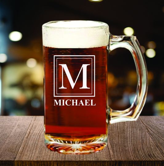 Personalized Christmas Beer Mug, Custom Engraved Beer Glass, Holiday Gift for Beer Lovers