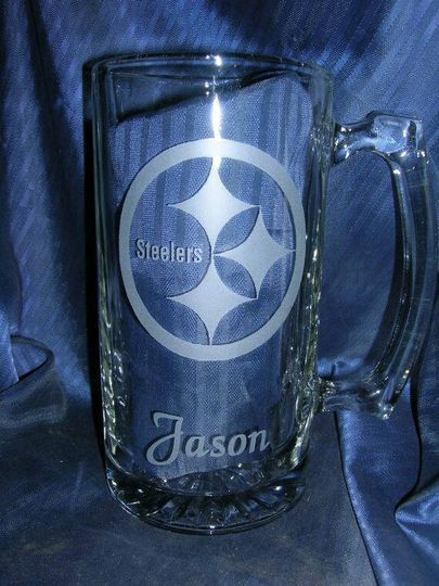 Discover Etched glass beer mug, personalized glass mug, ice tea glass
