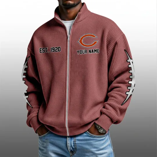 Bears EST 1920 Quarter Zip Waffle Sweatshirt