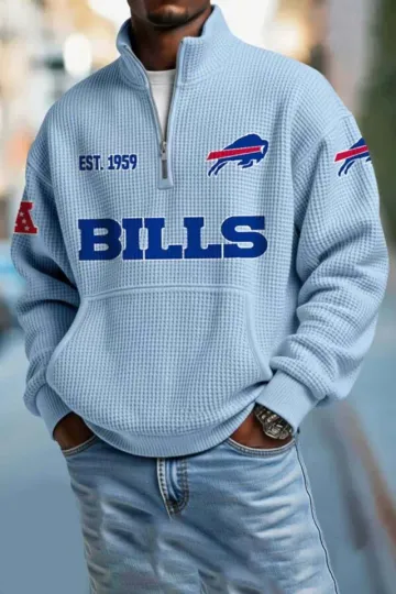Bills EST 1959 Half Zip Waffle Sweatshirt