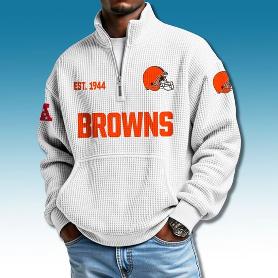 Browns EST 1944 Half Zip Waffle Sweatshirt, Trending Shirt, Gameday Outfit