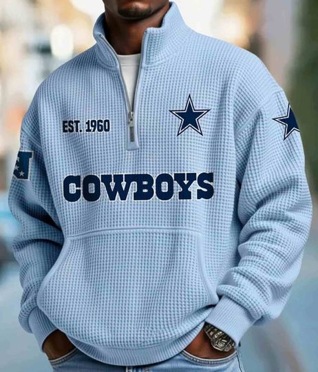 Dalas Cowboy Half Zip Waffle Sweatshirt, Football Trending Shirt, Gameday Outfit
