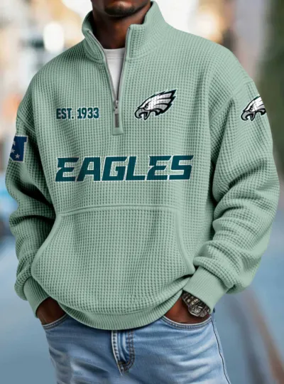 Eagles EST 1933 Half Zip Waffle Sweatshirt
