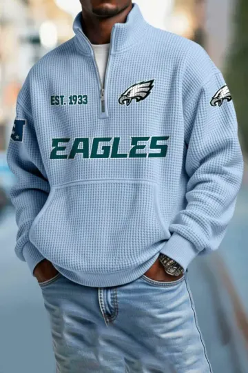 Eagles EST 1933 Half Zip Waffle Sweatshirt