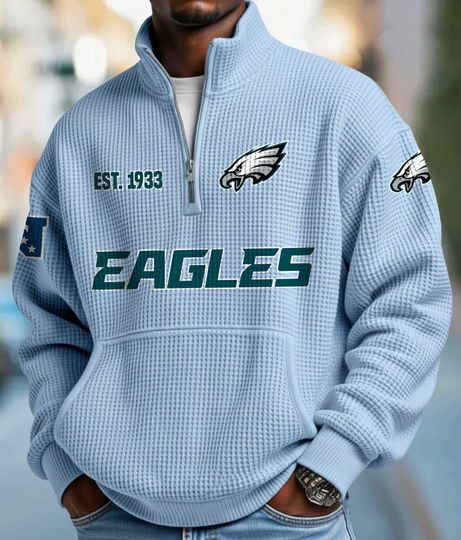 Philadelphia Eagles Half Zip Waffle Sweatshirt, Football Trending Shirt, Gameday Outfit