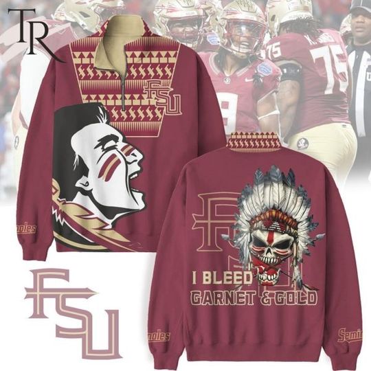 Florida State Seminoles I Bleed Garnet & Gold Half Zip Sweatshirt