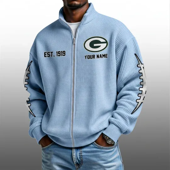 GB Packers EST 1919 Quarter Zip Waffle Sweatshirt