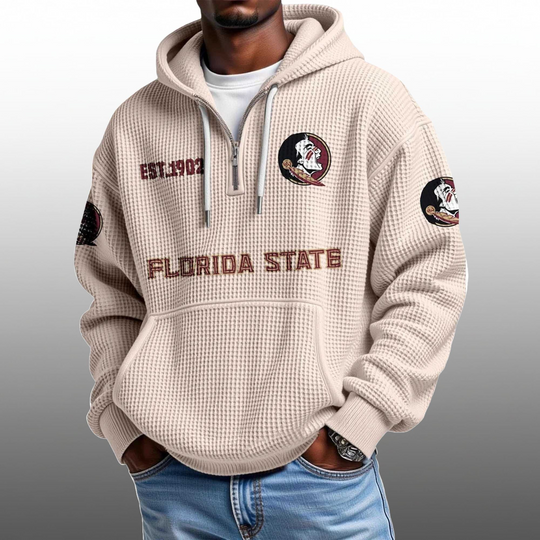 Discover Florida State EST 1902 Half Quarter Zip Waffle Hoodie