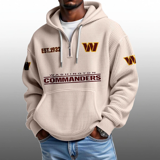 Discover Commanders EST 1932 Half Quarter Zip Waffle Hoodie