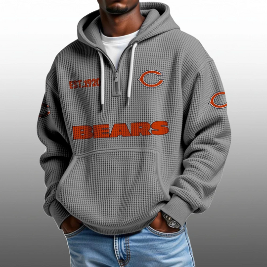 Discover Bears EST 1920 Half Quarter Zip Waffle Hoodie