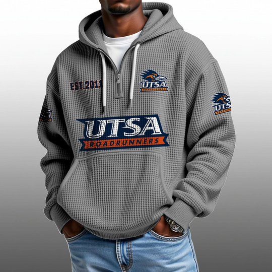 Discover Utsa Roadrunners EST 2011 Half Quarter Zip Waffle Hoodie