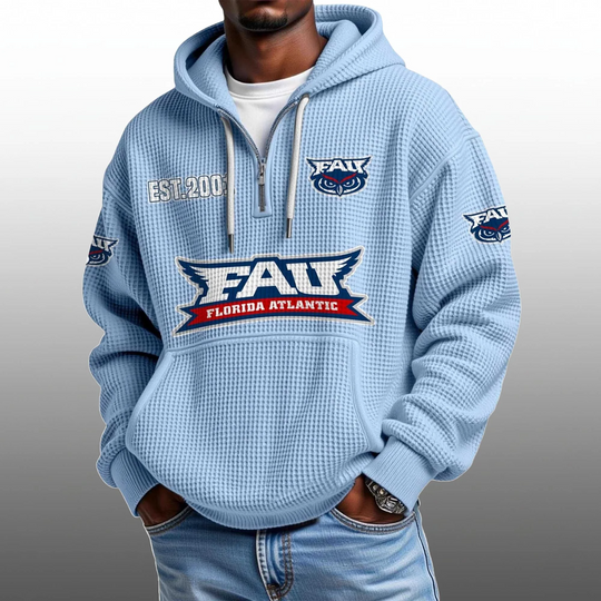 Discover Florida Atlantic EST 2001 Half Quarter Zip Waffle Hoodie
