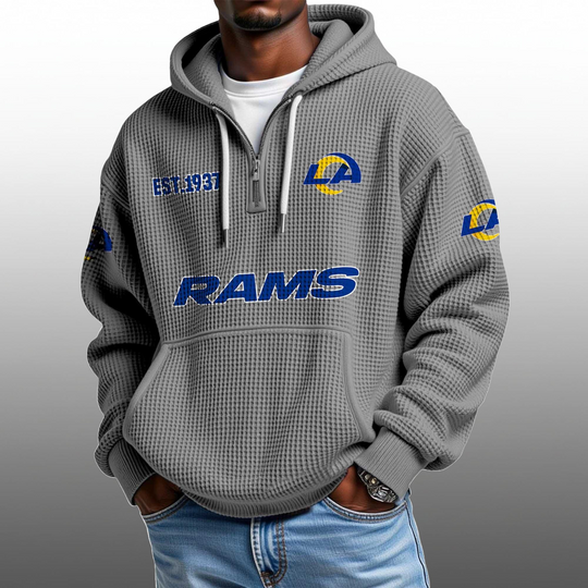 Discover Rams EST 1937 Half Quarter Zip Waffle Hoodie