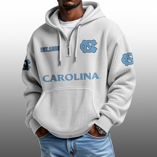 Discover Carolina EST 1888 Half Quarter Zip Waffle Hoodie