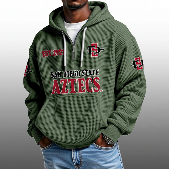 Discover San Diego State Aztecs EST 1921 Half Quarter Zip Waffle Hoodie